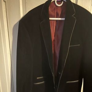 Men Vinci Black Velvet with Black Piping Smokers Style Blazer